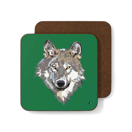 Hardboard Back Coaster: Wolves Dark Green