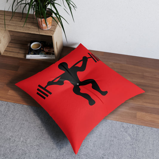 Tufted Floor Pillow, Square: Weightlifting Red