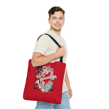 Tote Bag: Dragons Dark Red