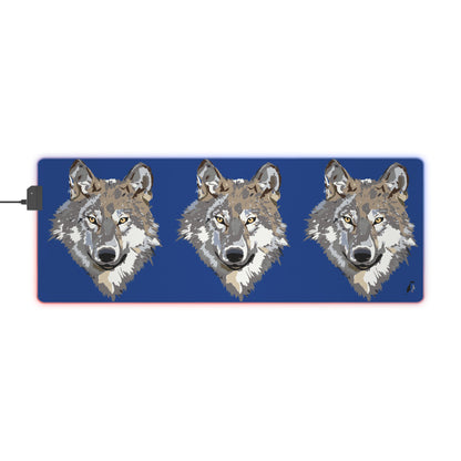 LED Gaming Mouse Pad: Wolves Dark Blue