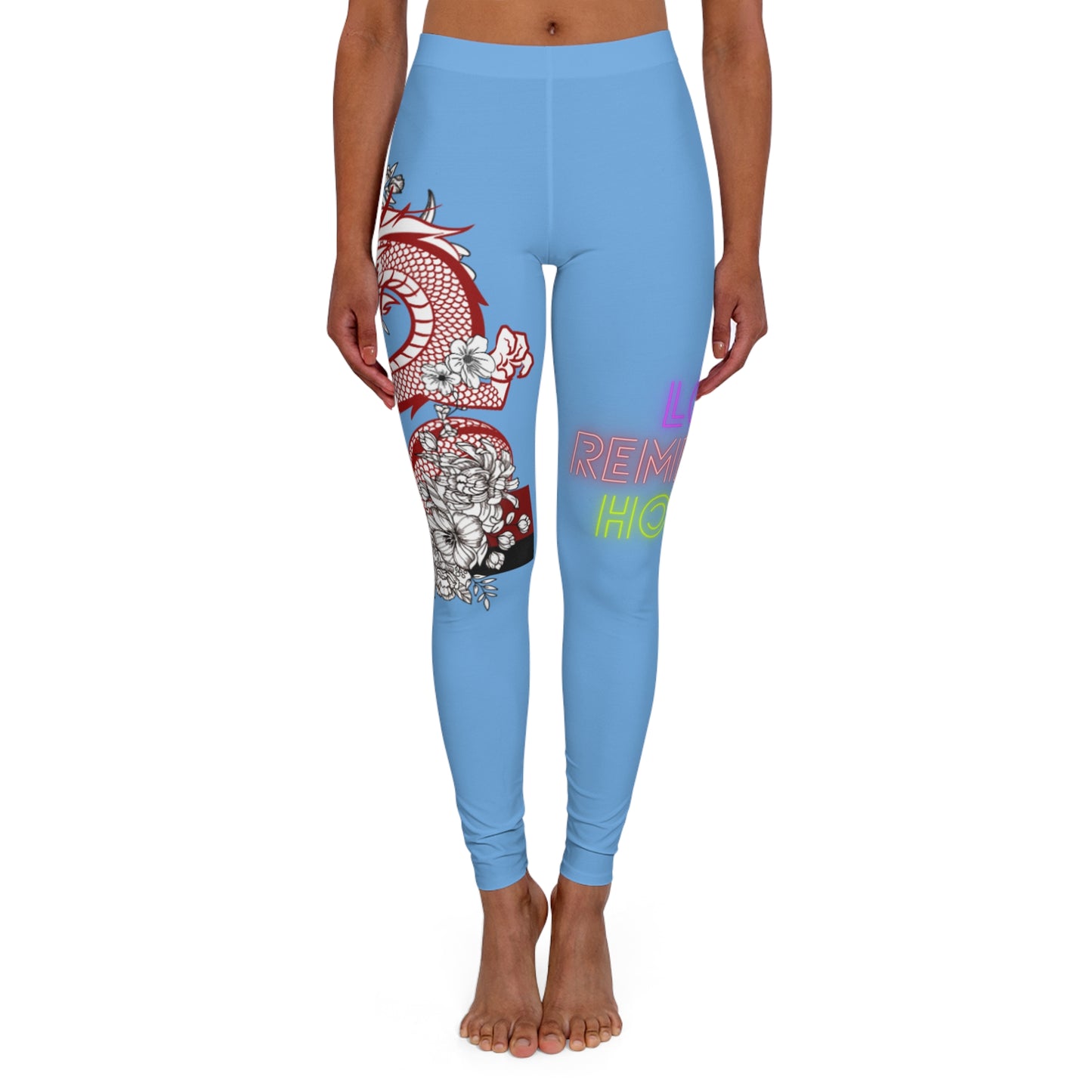 Women's Spandex Leggings: Dragons Lite Blue