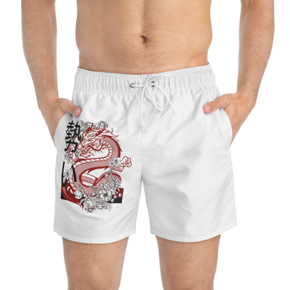 Swim Trunks: Dragons White