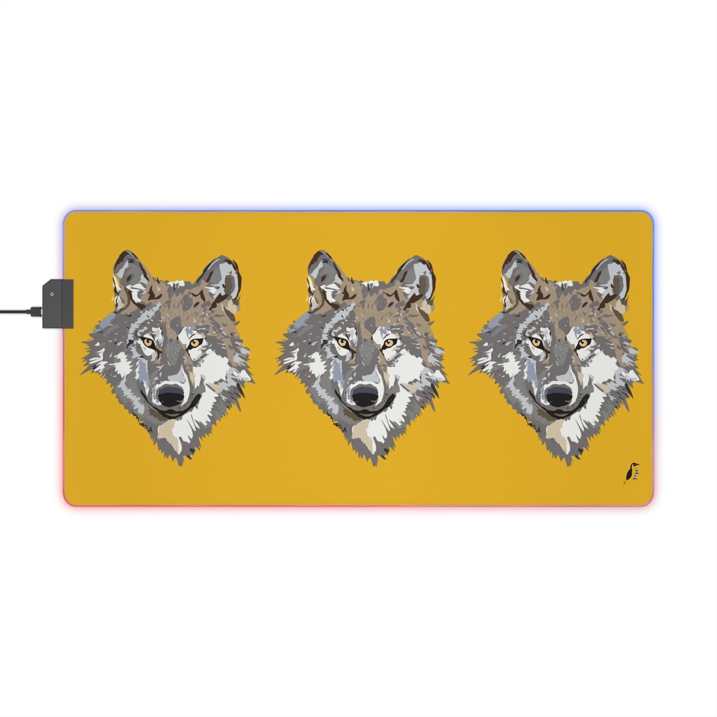 LED Gaming Mouse Pad: Wolves Yellow