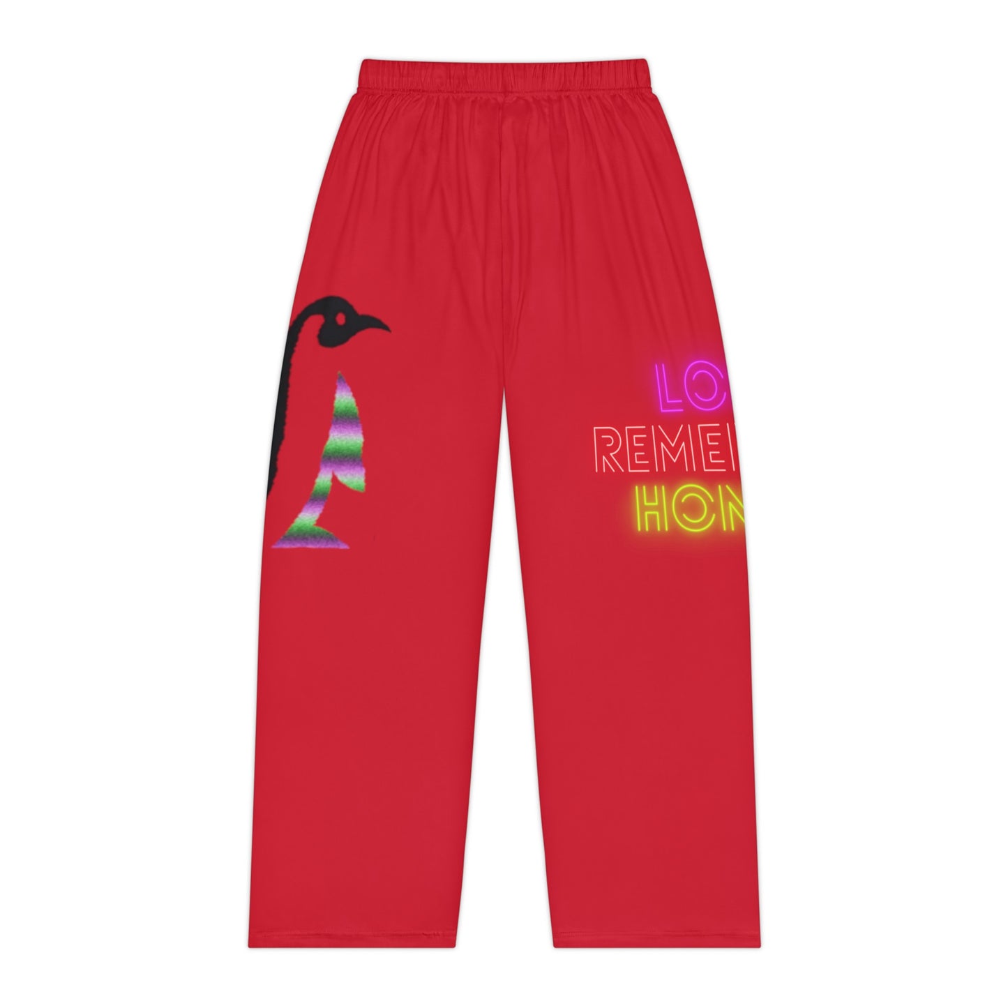 Women's Pajama Pants: Crazy Penguin World Logo Dark Red