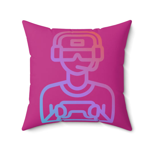 Spun Polyester Square Pillow: Gaming Pink