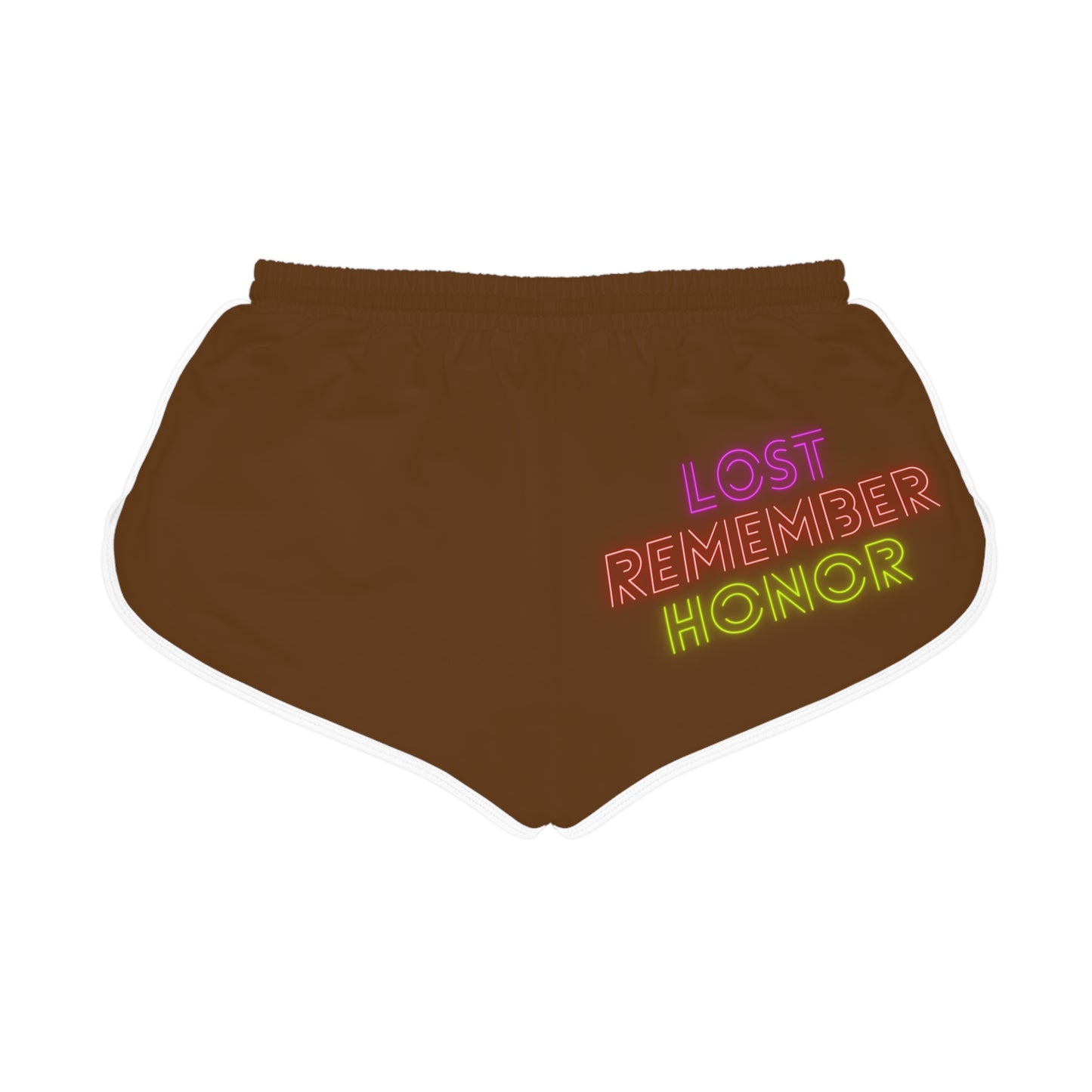 Women's Relaxed Shorts: Crazy Penguin World Logo Brown