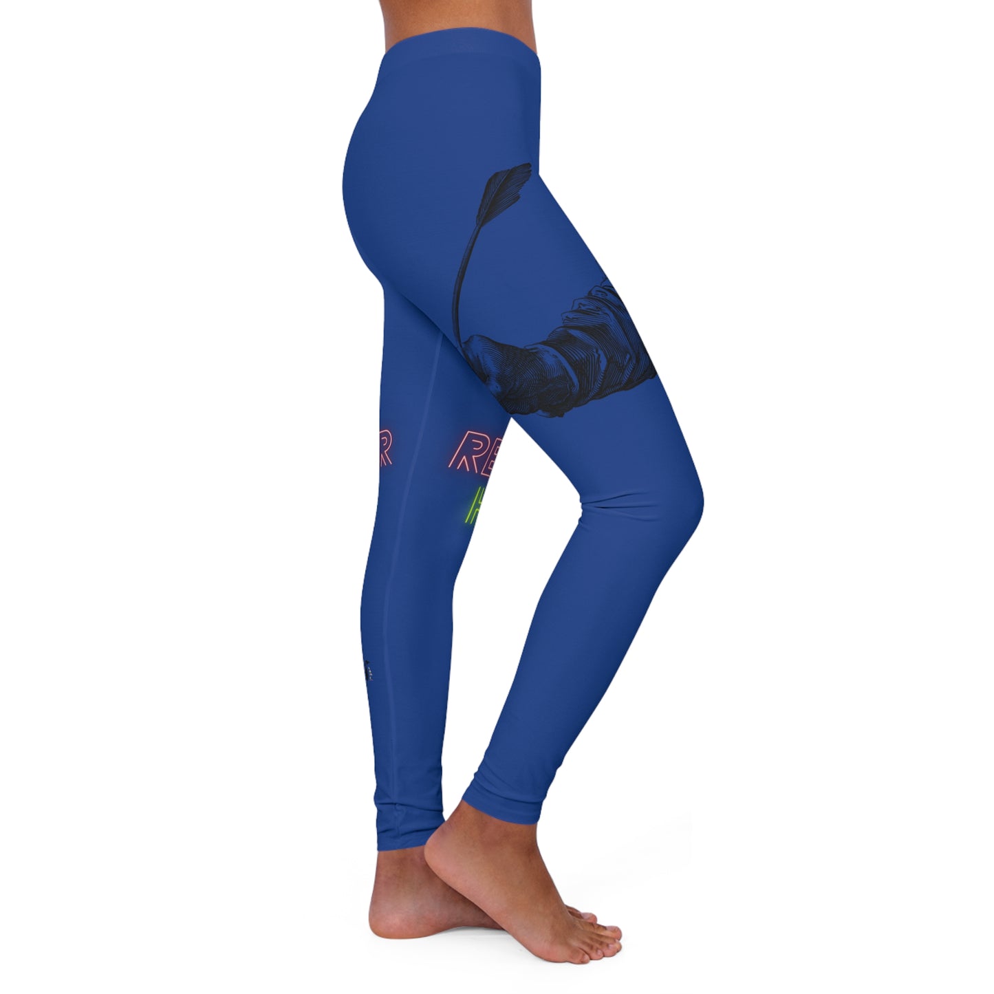 Women's Spandex Leggings: Writing Dark Blue