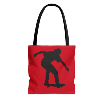 Tote Bag: Skateboarding Dark Red