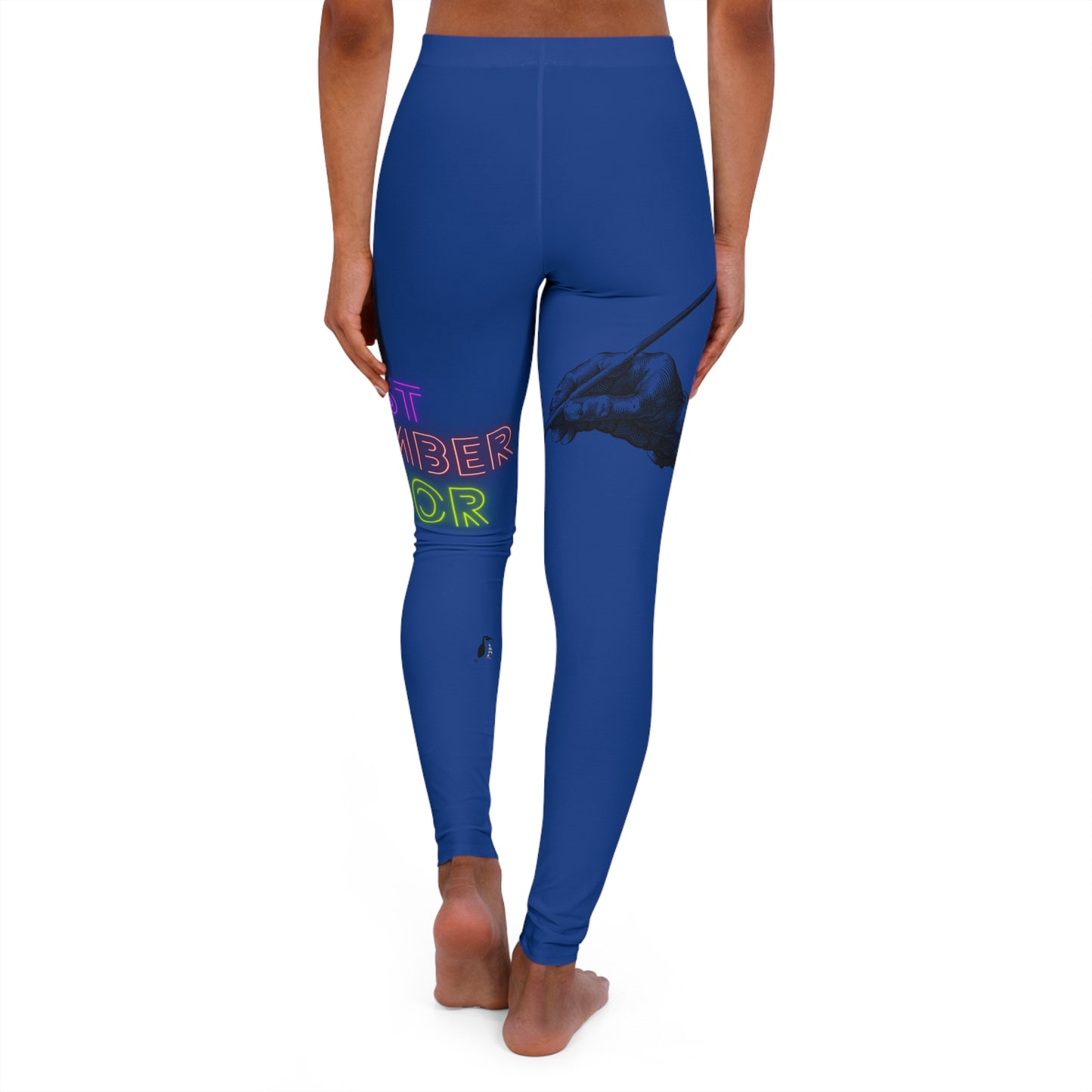 Women's Spandex Leggings: Writing Dark Blue