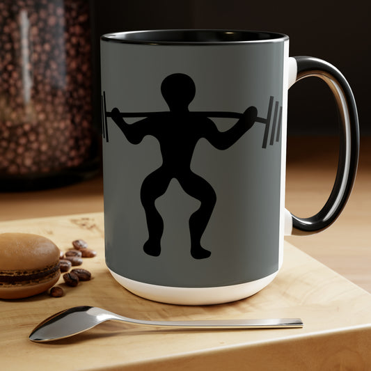 Two-Tone Coffee Mugs, 15oz: Weightlifting Dark Grey