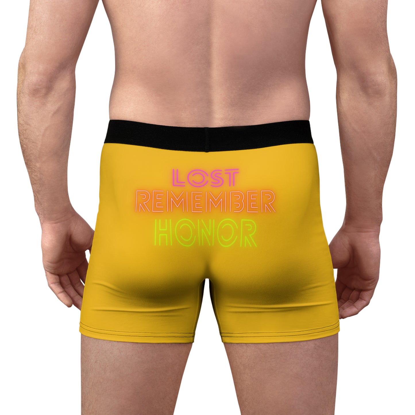 Men's Boxer Briefs: Lost Remember Honor Yellow