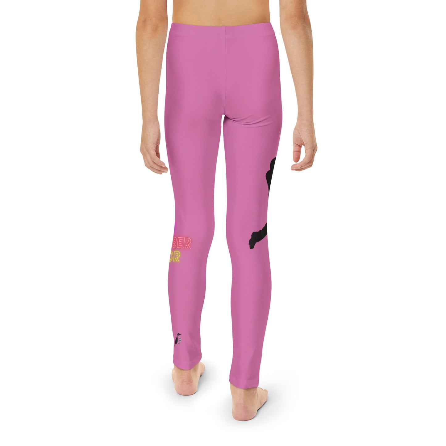 Youth Full-Length Leggings: Baseball Lite Pink