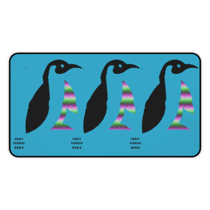 Desk Mat: Crazy Penguin World Logo Turquoise