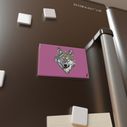 Button Magnet, Rectangle (1 & 10 pcs): Wolves Lite Pink