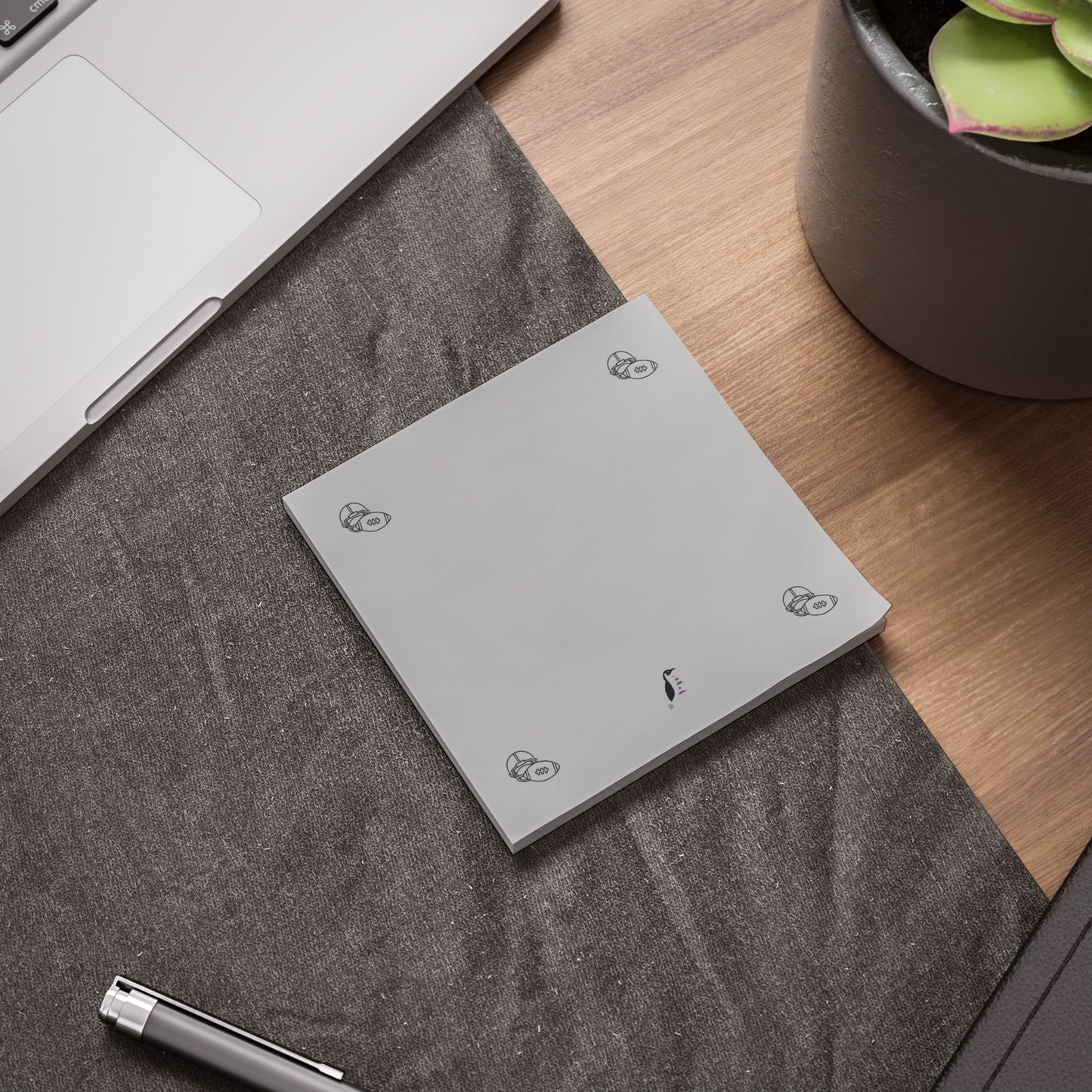 Post-it® Note Pads: Football Lite Grey