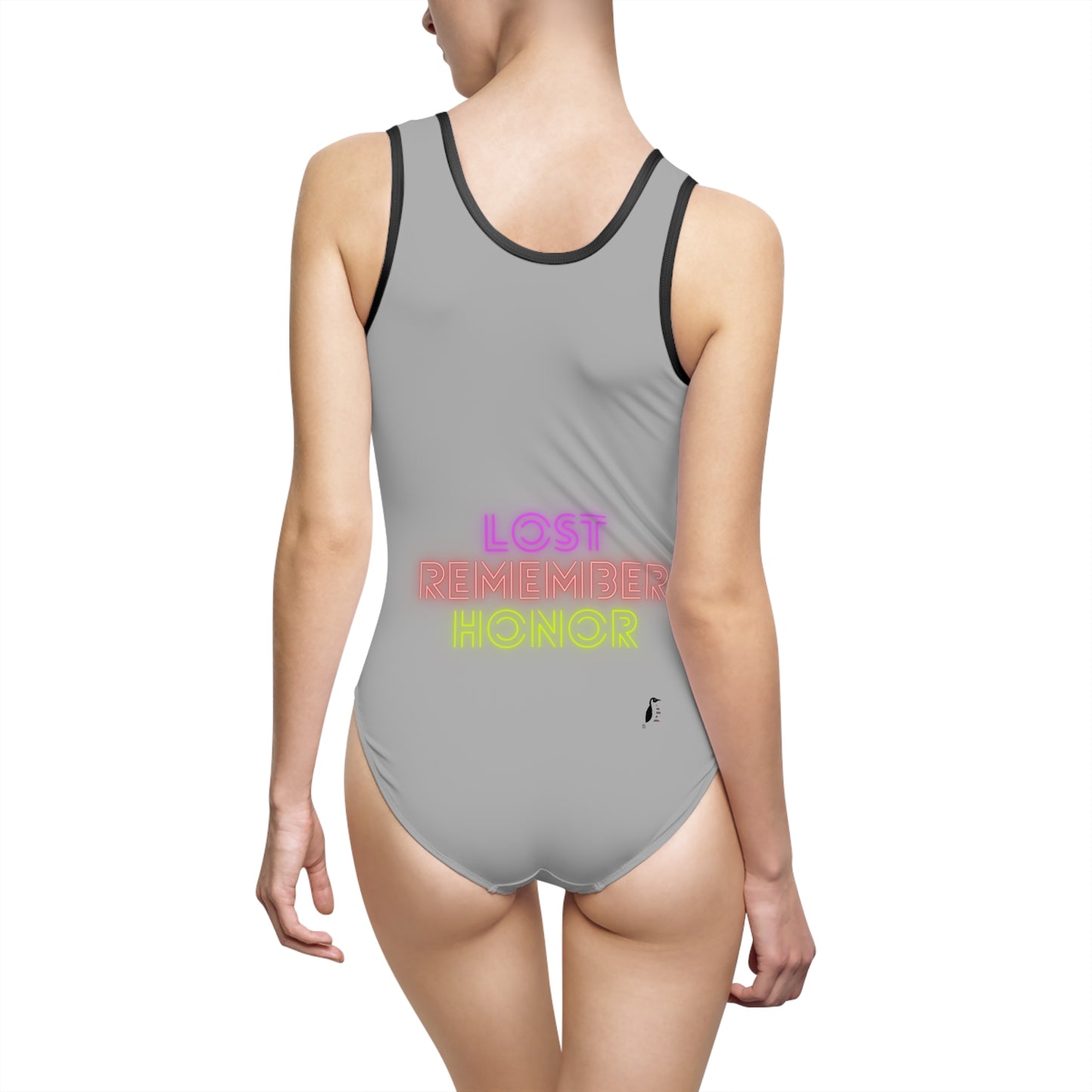 Music Women's Classic One-Piece Swimsuit: Music Lite Grey