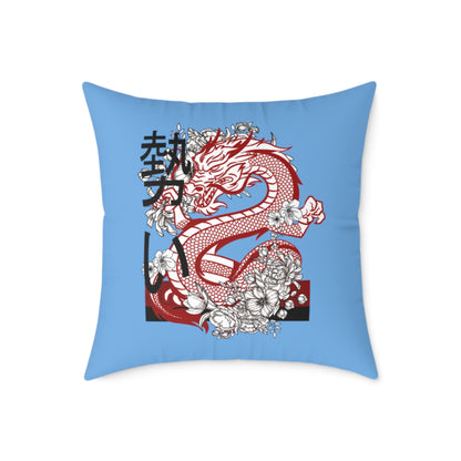 Spun Polyester Pillow: Dragons Lite Blue