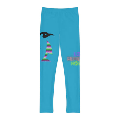 Youth Full-Length Leggings: Crazy Penguin World Logo Turquoise