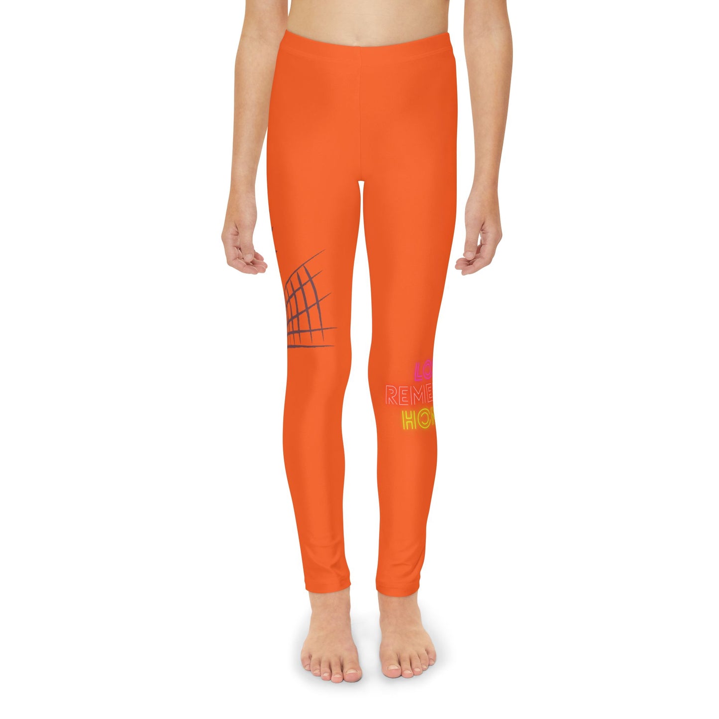 Youth Full-Length Leggings: Volleyball Orange