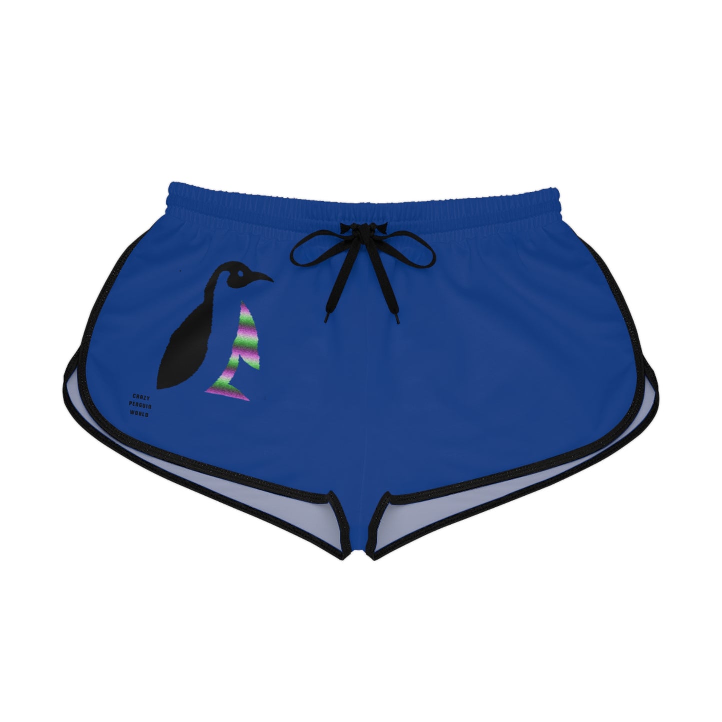 Women's Relaxed Shorts: Crazy Penguin World Logo Dark Blue