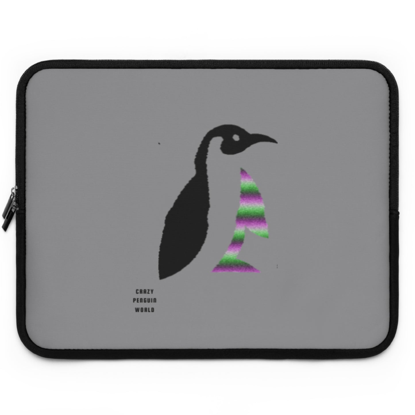 Laptop Sleeve: Crazy Penguin World Logo Grey