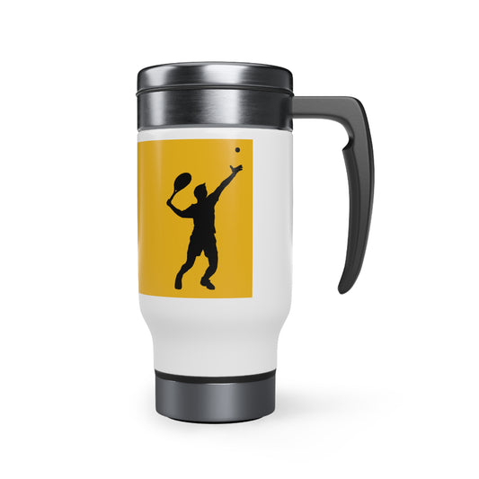 Stainless Steel Travel Mug with Handle, 14oz: Tennis Yellow