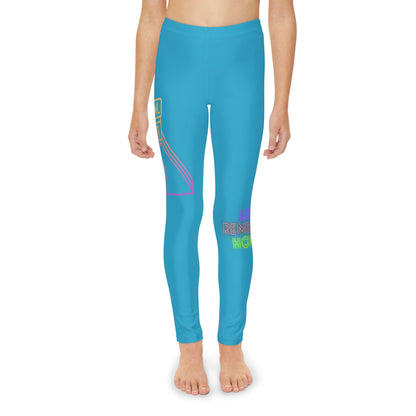 Youth Full-Length Leggings: Bowling Turquoise