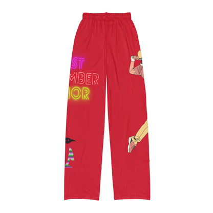 Kids Pajama Pants: Golf Dark Red