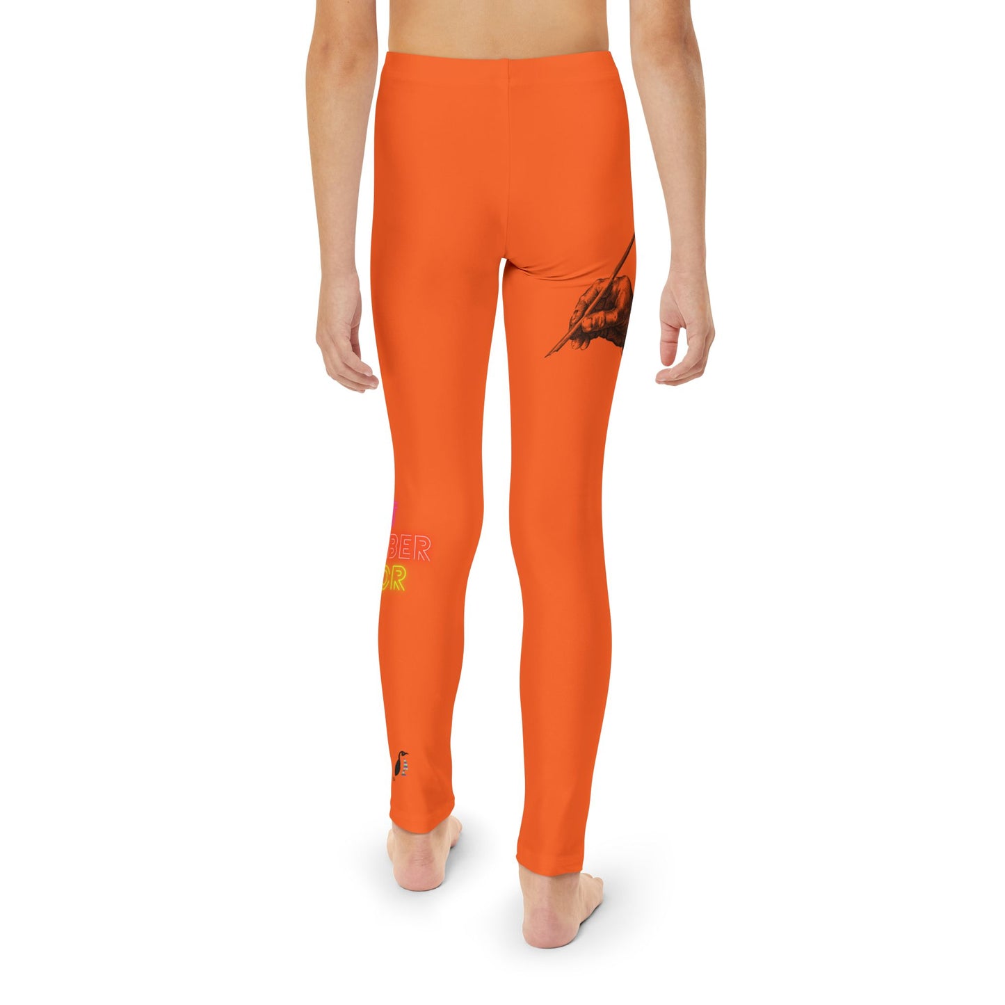 Youth Full-Length Leggings: Writing Orange