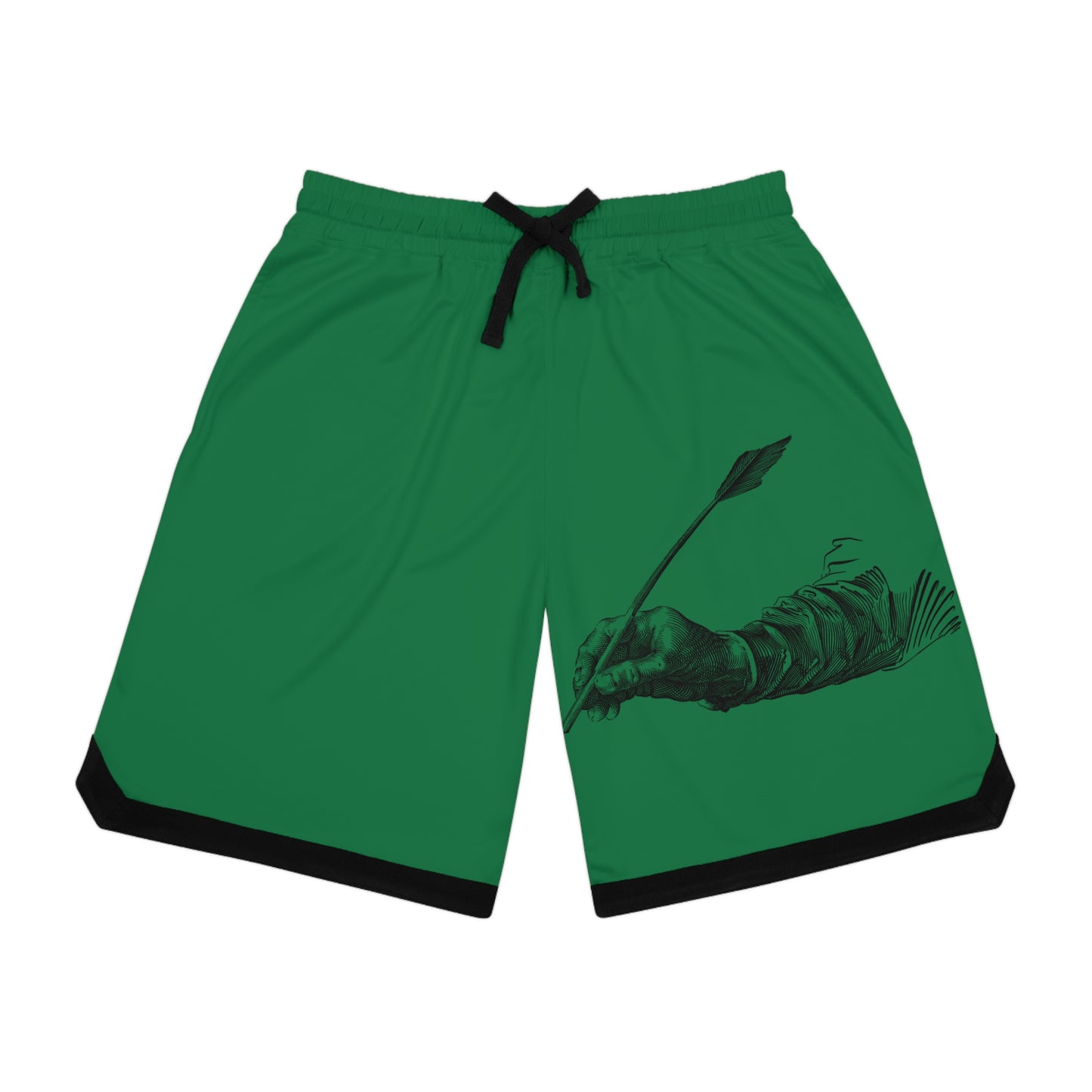 Basketball Rib Shorts: Writing Dark Green