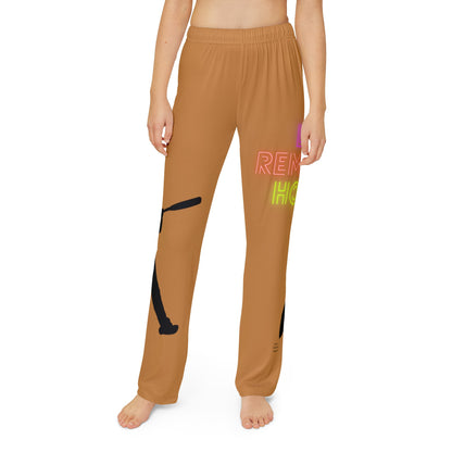 Kids Pajama Pants: Baseball Lite Brown