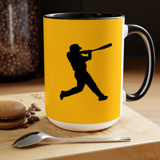 Two-Tone Coffee Mugs, 15oz: Baseball Yellow