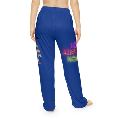 Women's Pajama Pants: Crazy Penguin World Logo Dark Blue