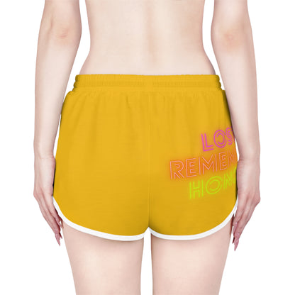 Women's Relaxed Shorts: Crazy Penguin World Logo Yellow