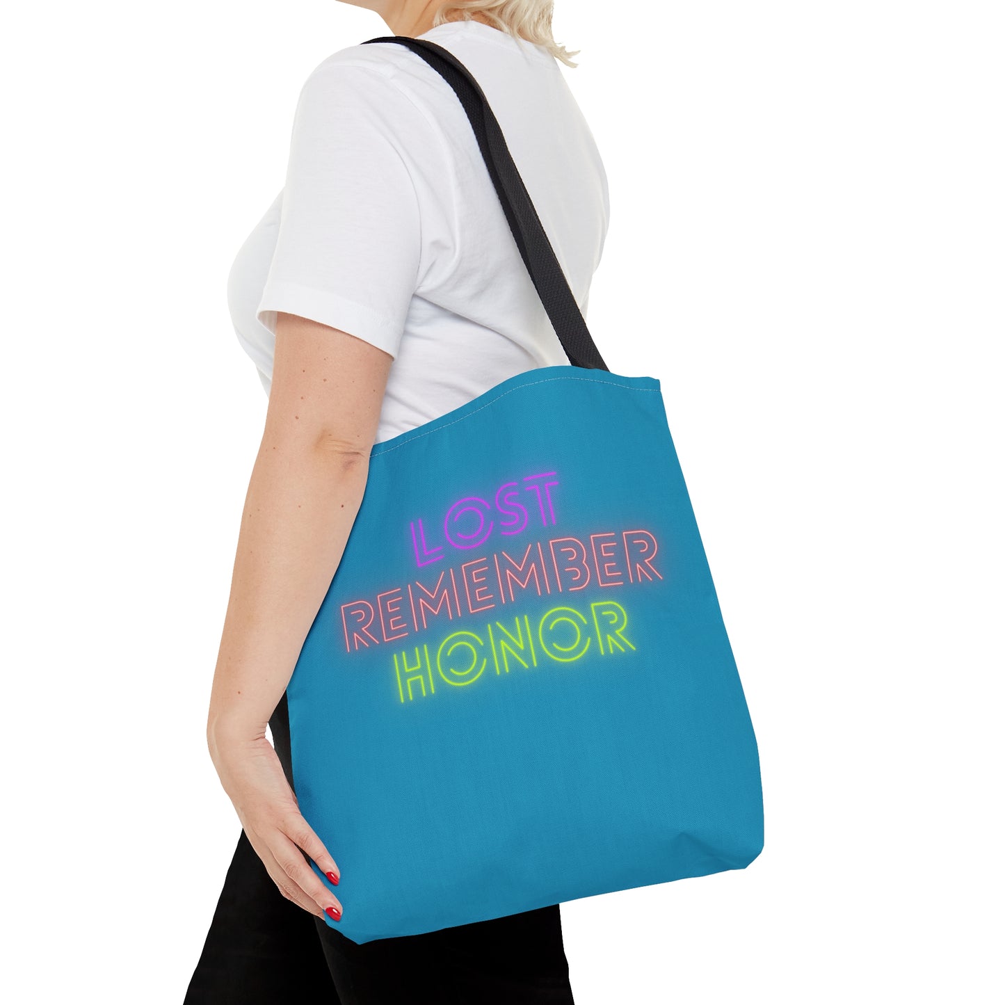 Tote Bag: Lost Remember Honor Turquoise