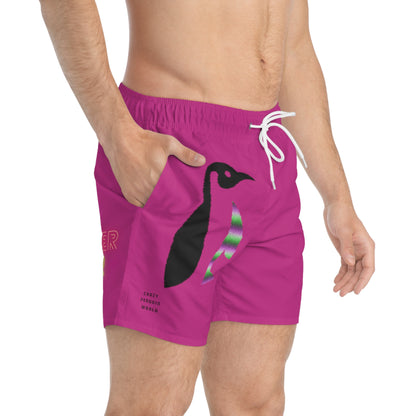 Swim Trunks: Crazy Penguin World Logo Pink