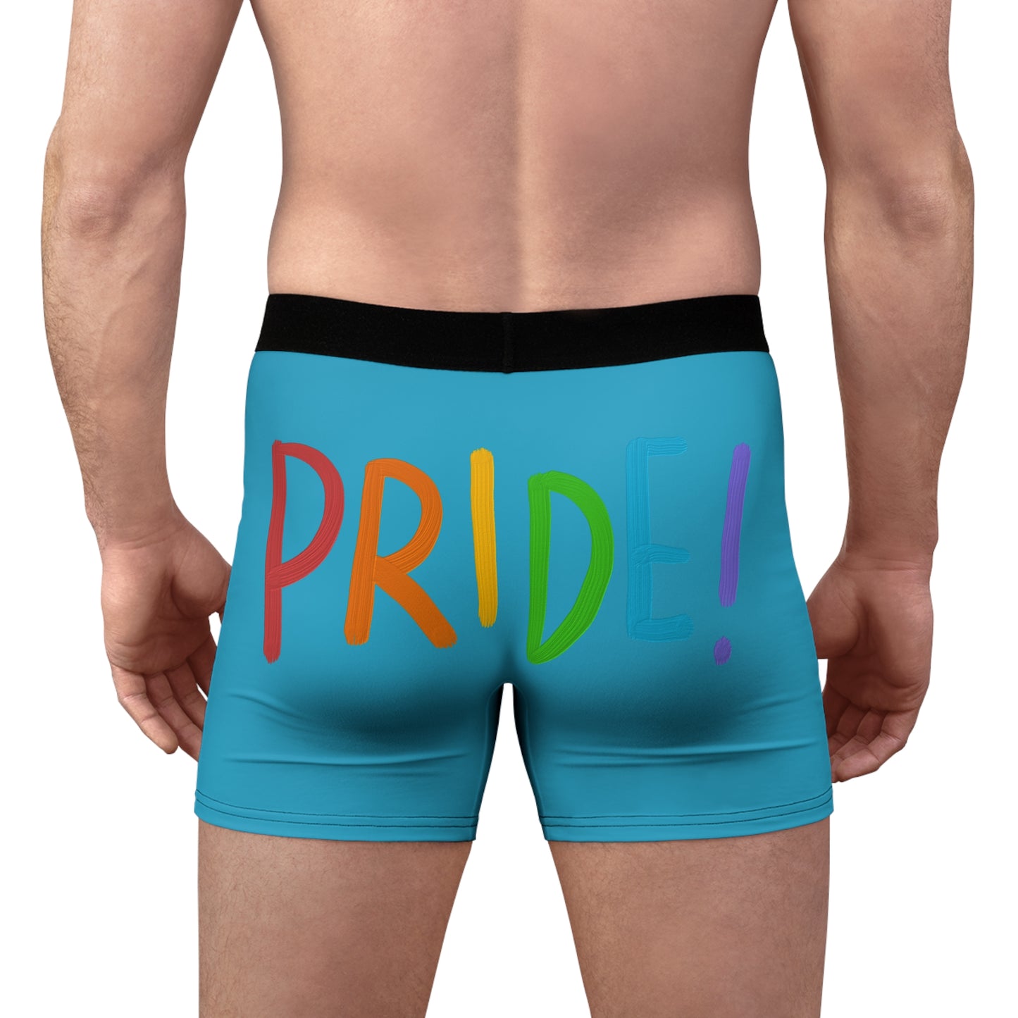 Men's Boxer Briefs: LGBTQ Pride Turquoise