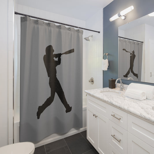 Shower Curtains: #1 Baseball Grey