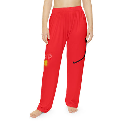 Pambabaeng Pajama Pantalon: Hockey Red