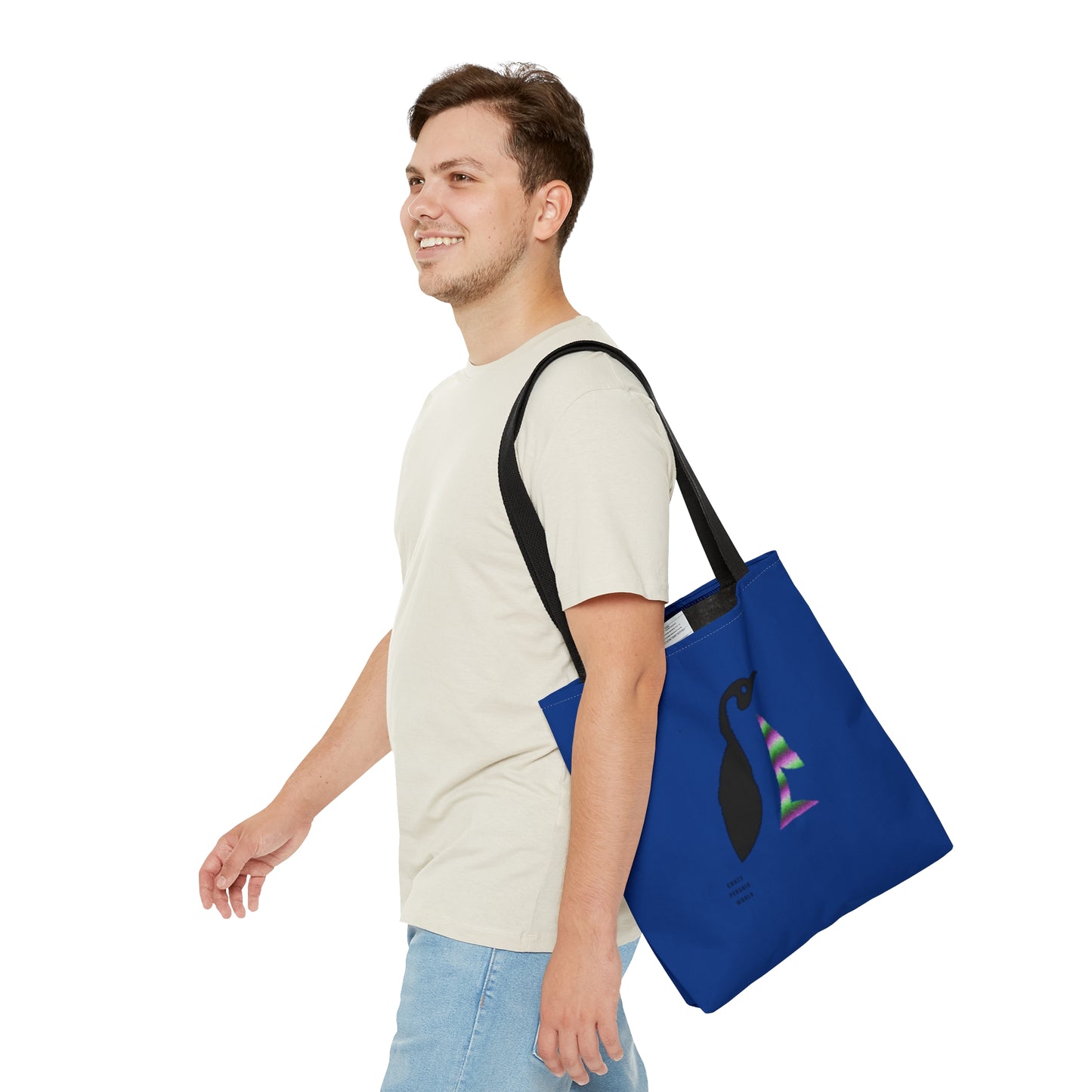 Tote Bag: Crazy Penguin World Logo Dark Blue