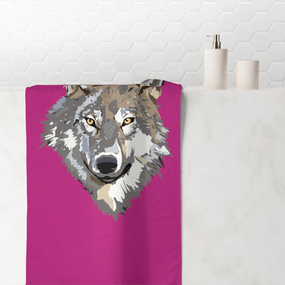 Mink-Cotton Towel: Wolves Pink