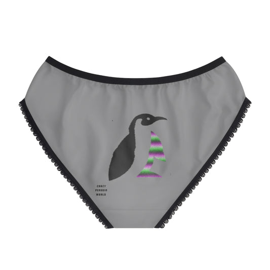 Women's Briefs: Crazy Penguin World Logo Grey