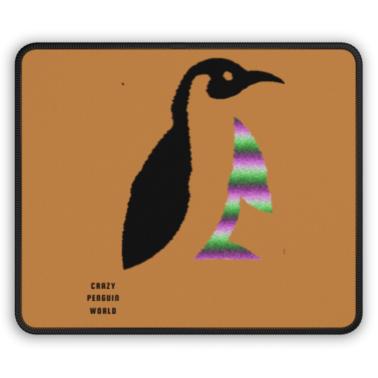 Gaming Mouse Pad: Crazy Penguin World Logo Lite Brown