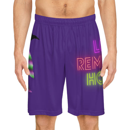 Basketball Shorts: Crazy Penguin World Logo Purple