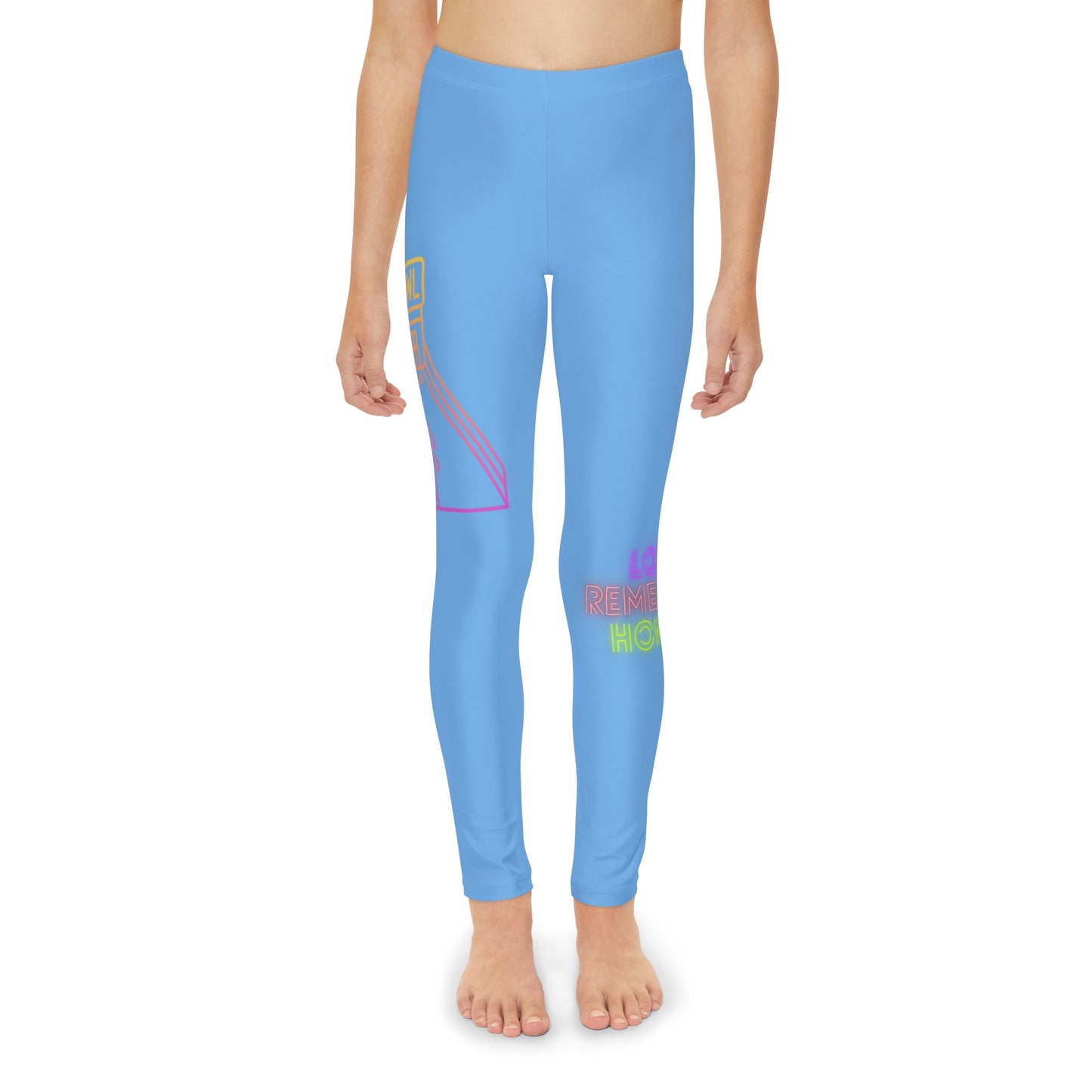 Youth Full-Length Leggings: Bowling Lite Blue