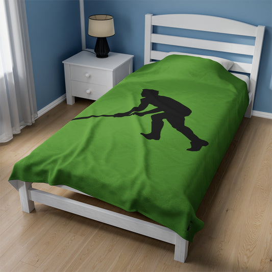 Velveteen Plush Blanket: Hockey Green