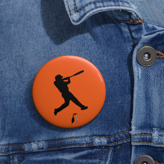Custom Pin Buttons Baseball Orange