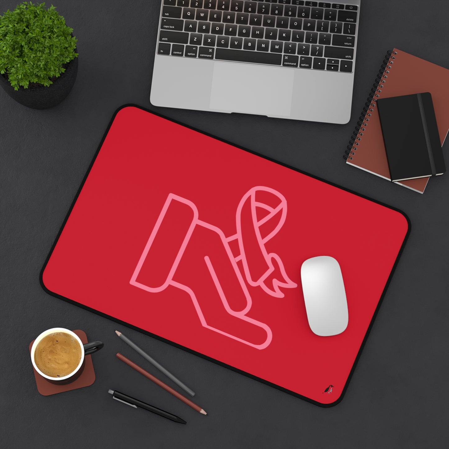 Desk Mat: Fight Cancer Dark Red