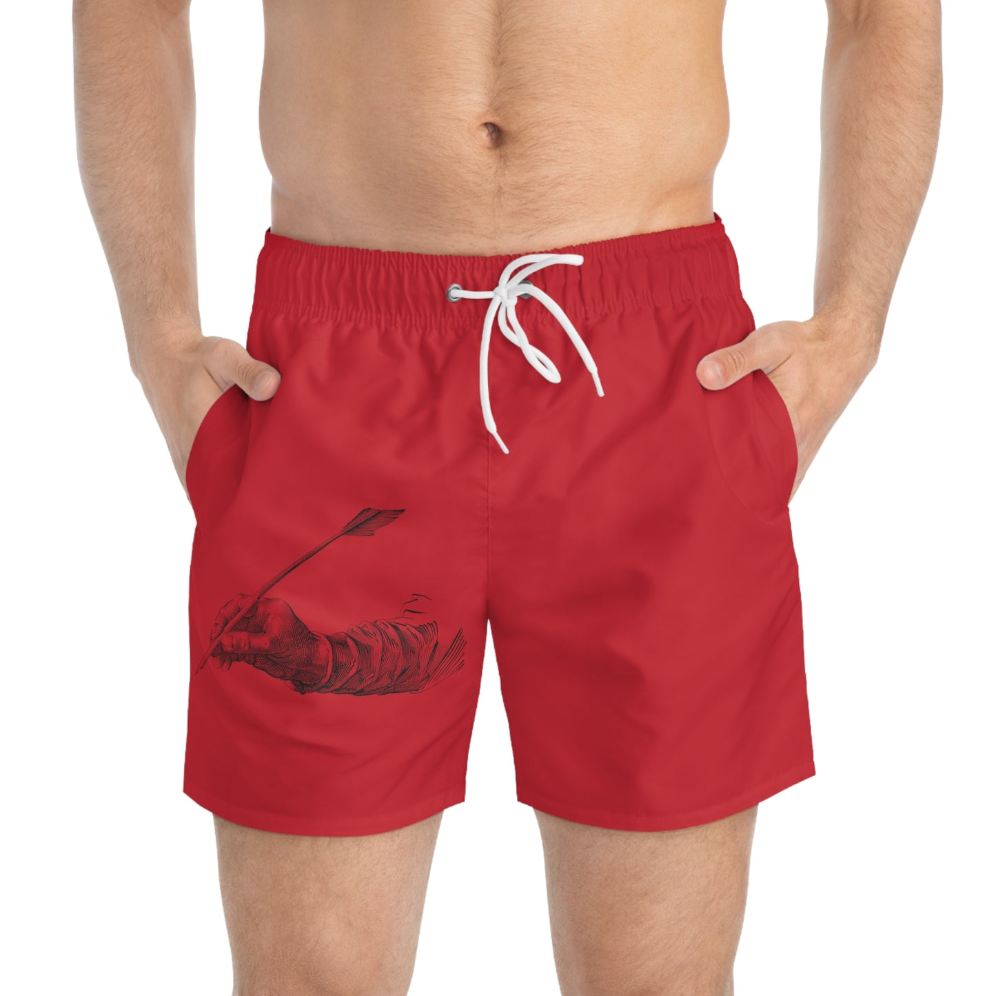 Swim Trunks: Writing Dark Red