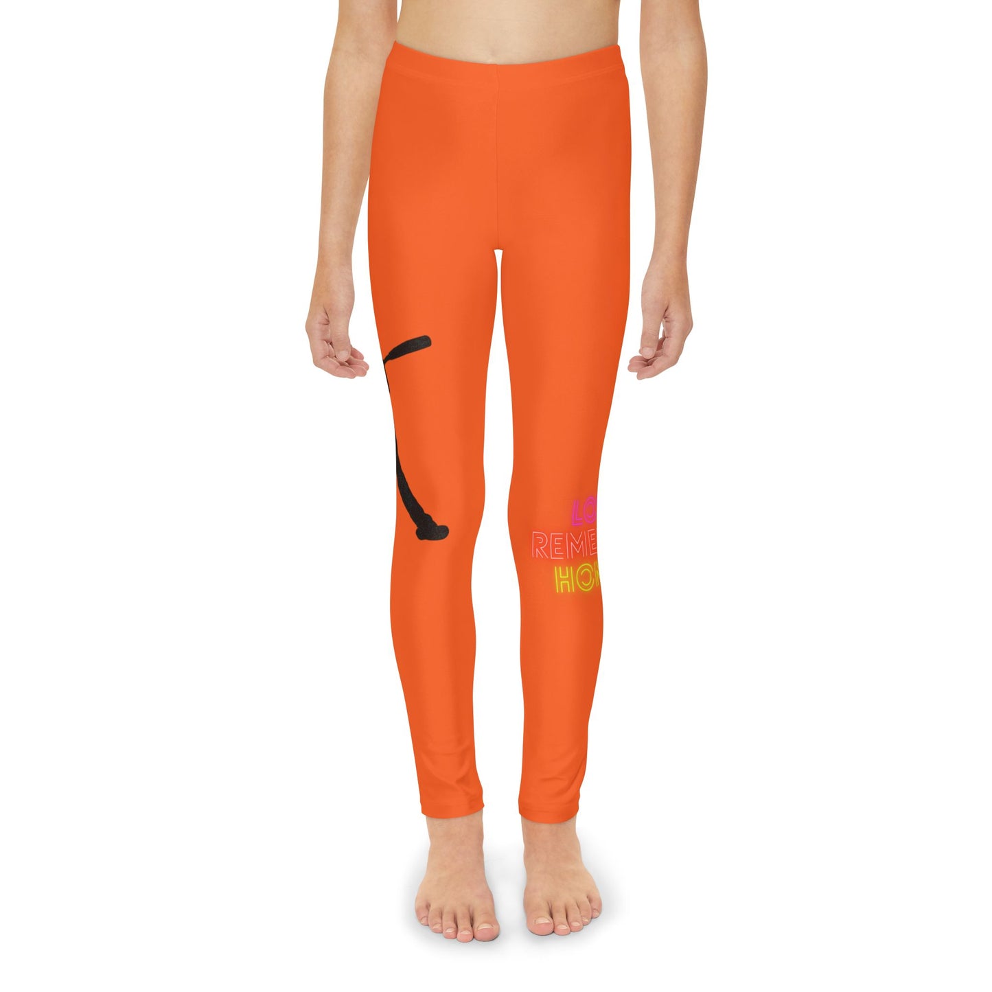 Youth Full-Length Leggings: Baseball Orange